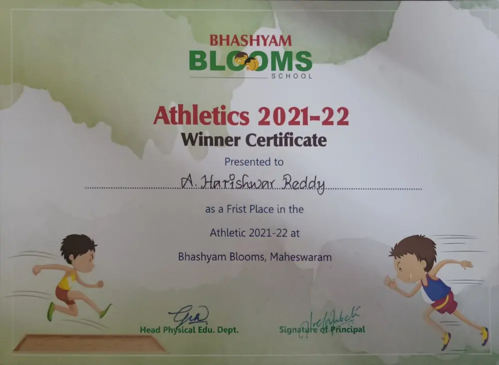 Athletics winner certificate