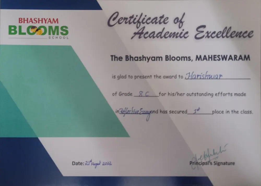 Reflective essay certificate
