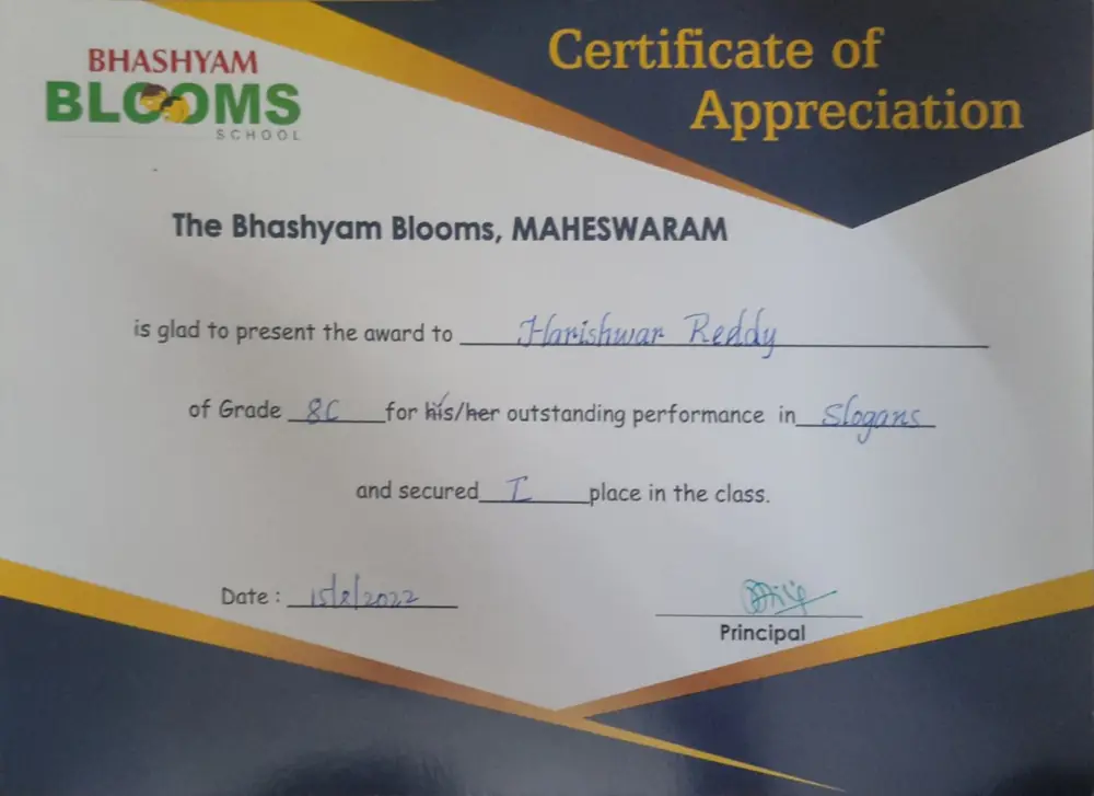 Slogan writing certificate