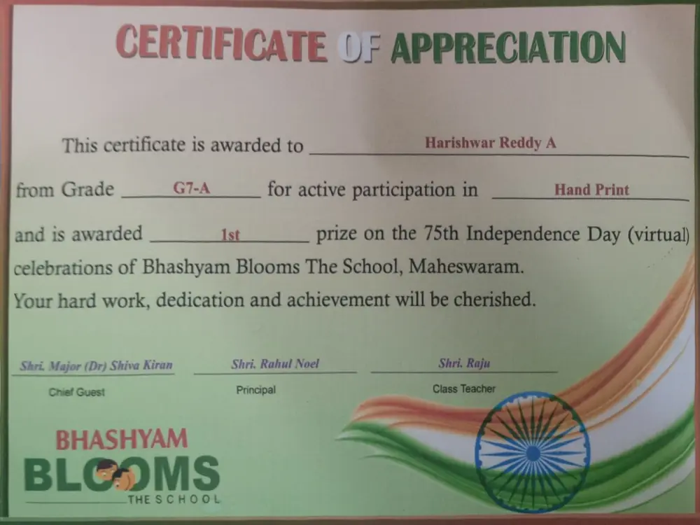 Hand print design certificate