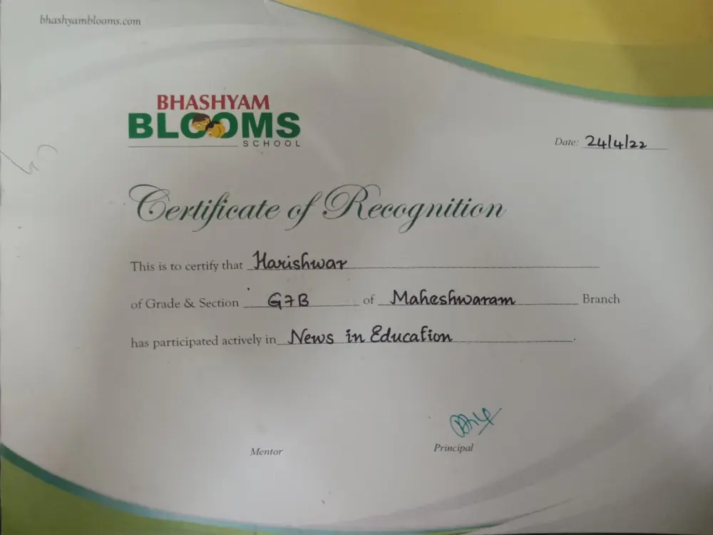 News in Education certificate