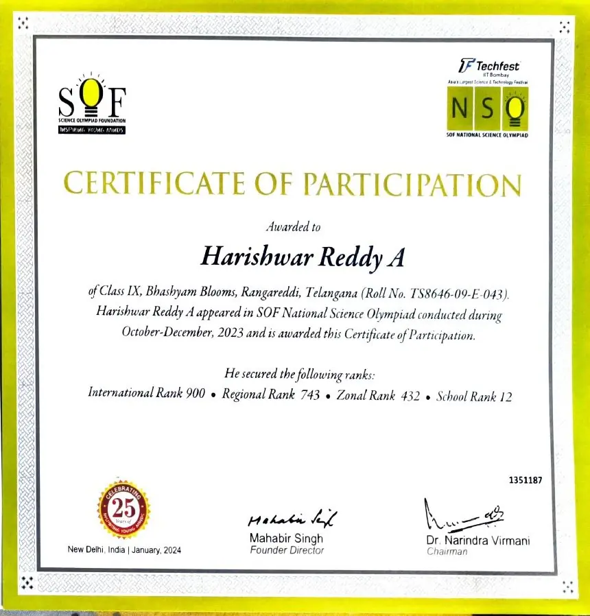 NSO 2023-24 certificate